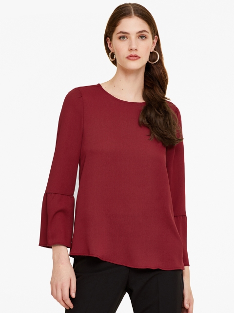 

OVS Women Rust Red Solid A-Line Top