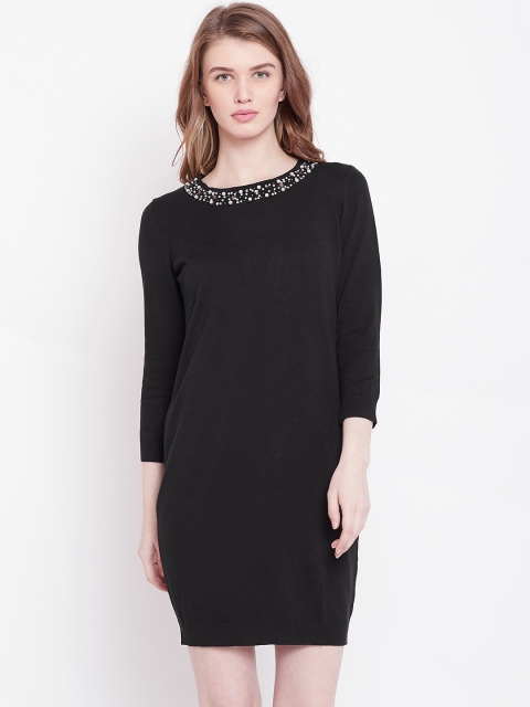 

OVS Women Black Solid Sweater Dress with Embellished Detail