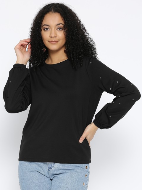 

OVS Women Black Solid Sweatshirt