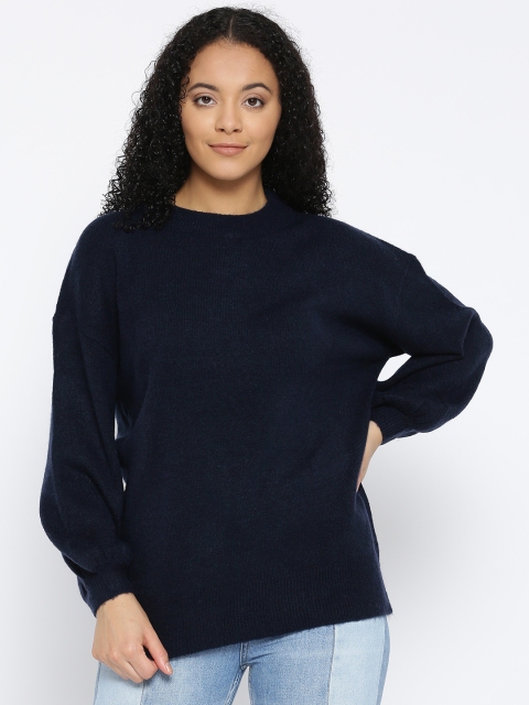 

OVS Women Navy Blue Solid Pullover