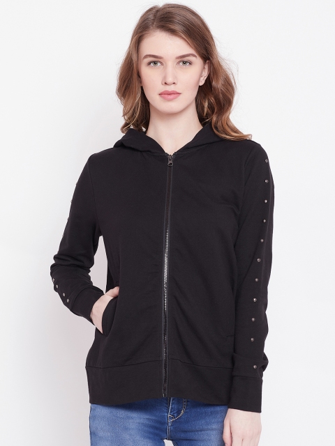 

OVS Women Black Solid Hooded Sweatshirt