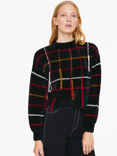 

OVS Women Black & Red Checked Pullover