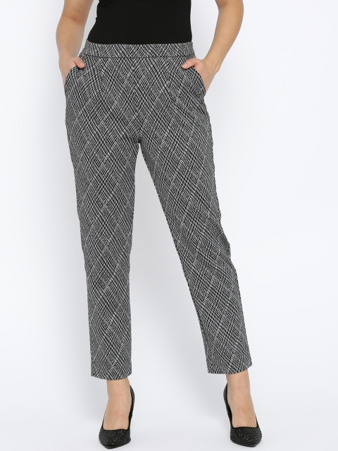

OVS Women Black & Grey Regular Fit Checked Trousers