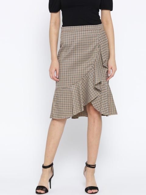 

OVS Women Brown Checked Flared Skirt