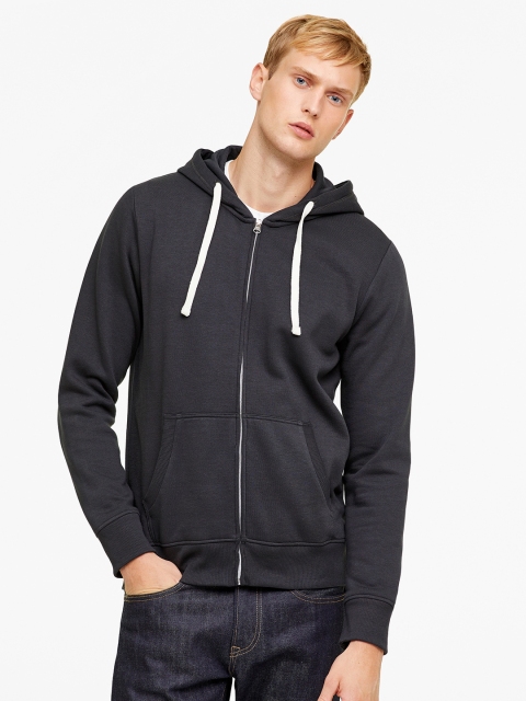 

OVS Men Black Solid Hooded Sweatshirt