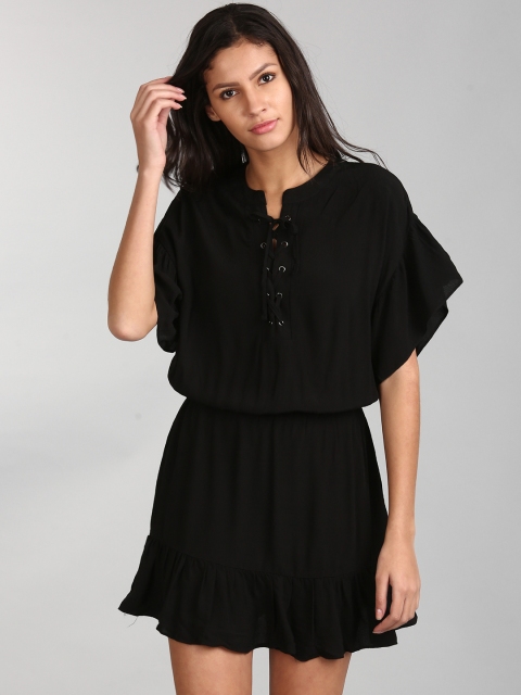 

GAP Women Ruffle Lace Up Dress, Black