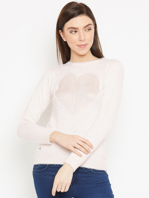 

Duke Women White & Pink Printed Pullover