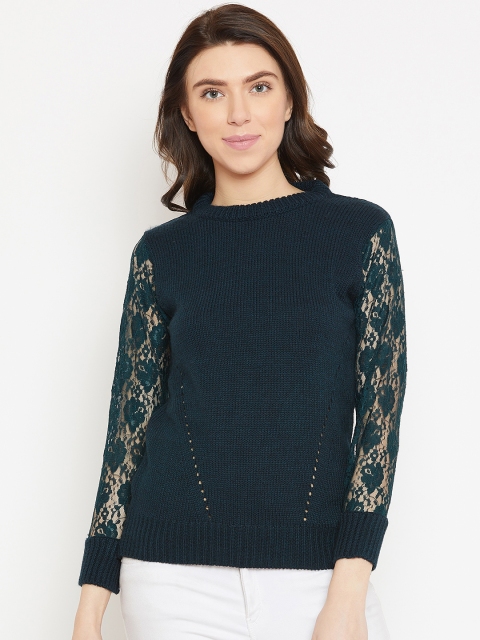 

Duke Women Green Lace Detail Pullover