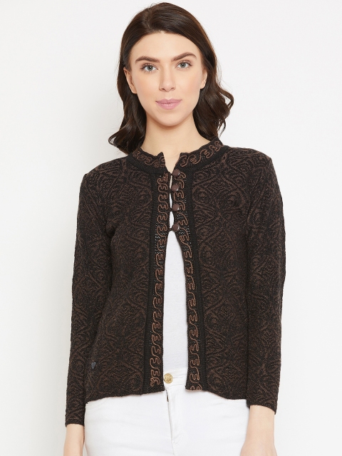 

Duke Women Coffee Brown Printed Cardigan