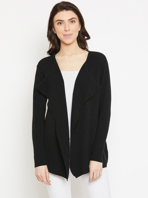 

Duke Women Black Solid Front-Open Sweater