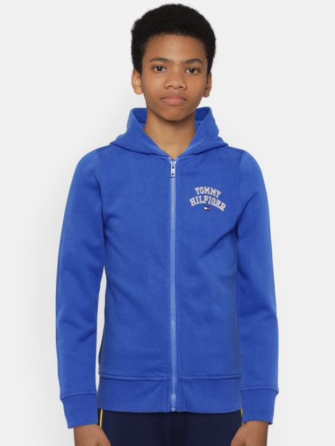 

Tommy Hilfiger Boys Blue Solid Hooded Sweatshirt