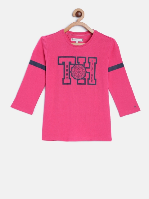 

Tommy Hilfiger Girls Pink Printed Round Neck T-shirt