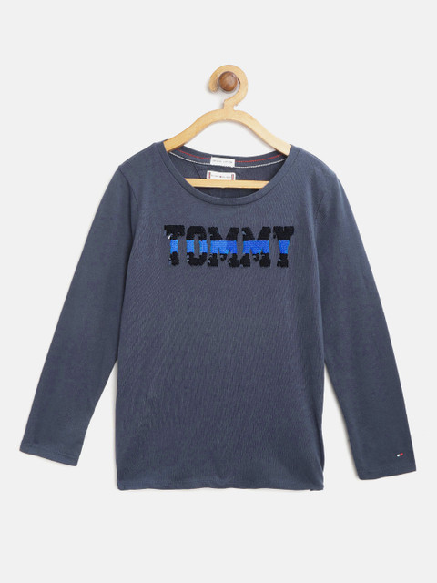 

Tommy Hilfiger Girls Navy Blue Flip Sequinned T-shirt