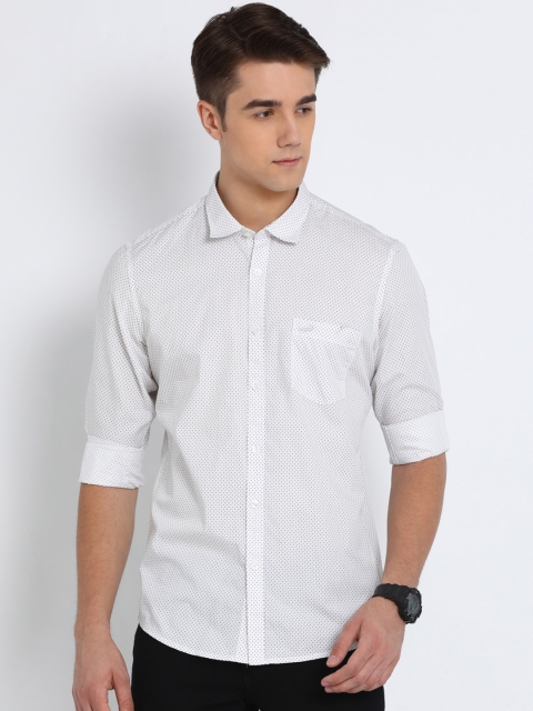 

Crocodile Men White Slim Fit Printed Casual Shirt