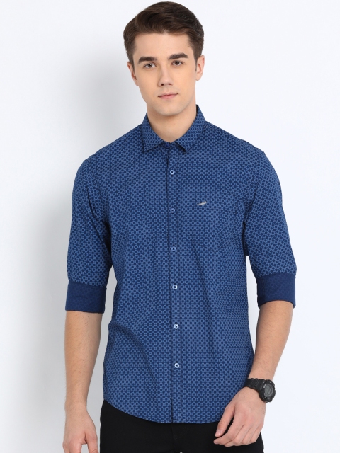 

Crocodile Men Navy Blue Slim Fit Printed Casual Shirt