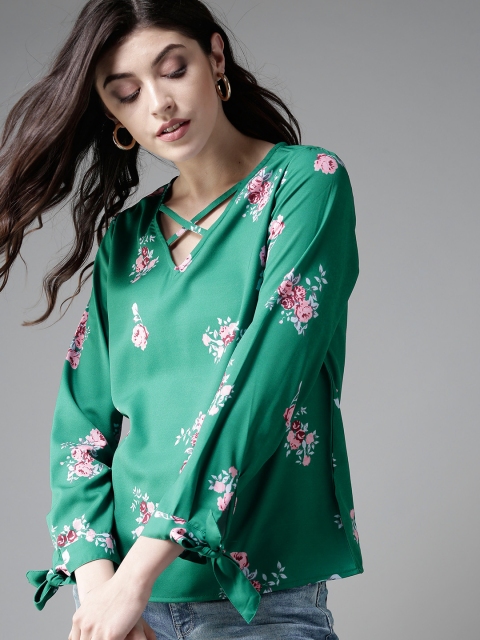 

Moda Rapido Women Green Printed Top
