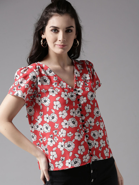 

Moda Rapido Women Coral Printed Top