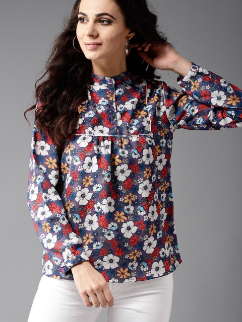 

Moda Rapido Women Purple & White Printed Top