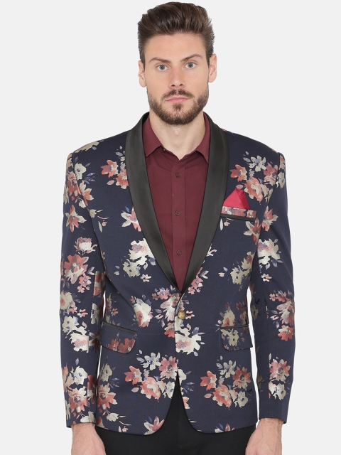 

Wintage Men Multicoloured Printed Tailored Fit Single-Breasted Party Blazer, Multi