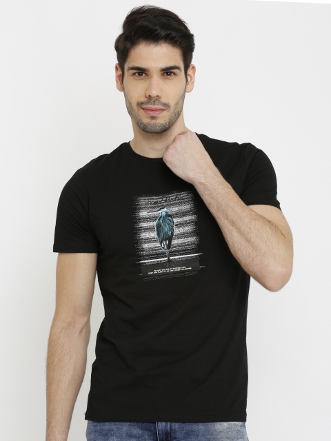 

Rex Straut Jeans Men Black Printed Round Neck T-shirt