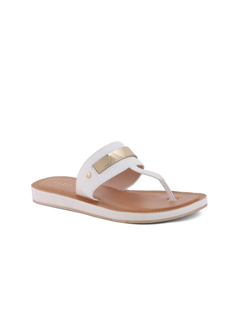 

ALDO Women White Solid T-Strap Flats