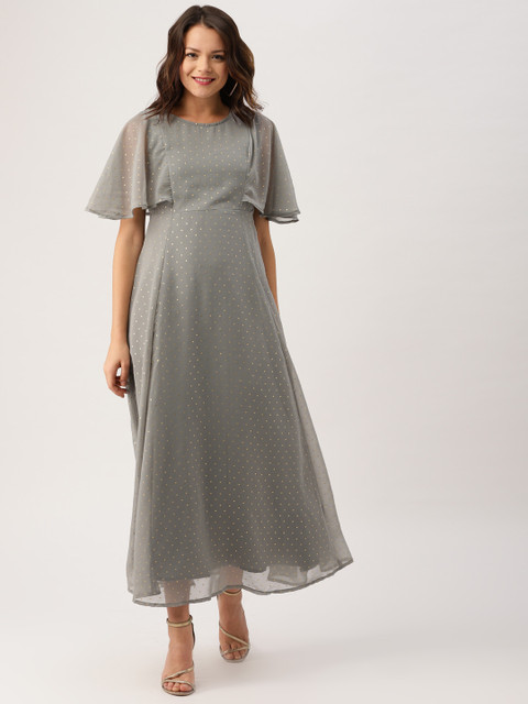 

IMARA Women Grey Printed Maxi Dress