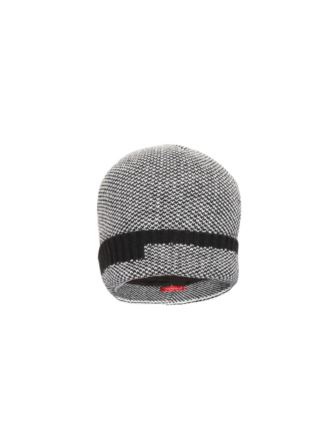 

FabSeasons White & Black Self Design Beanie
