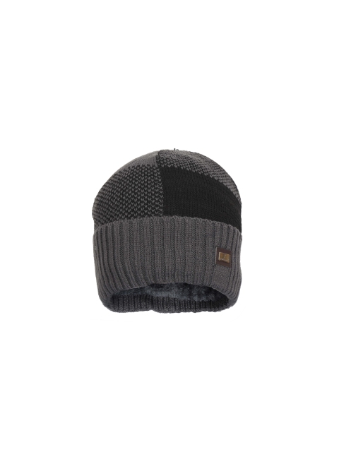 

FabSeasons Unisex Grey & Black Colourblocked Beanie