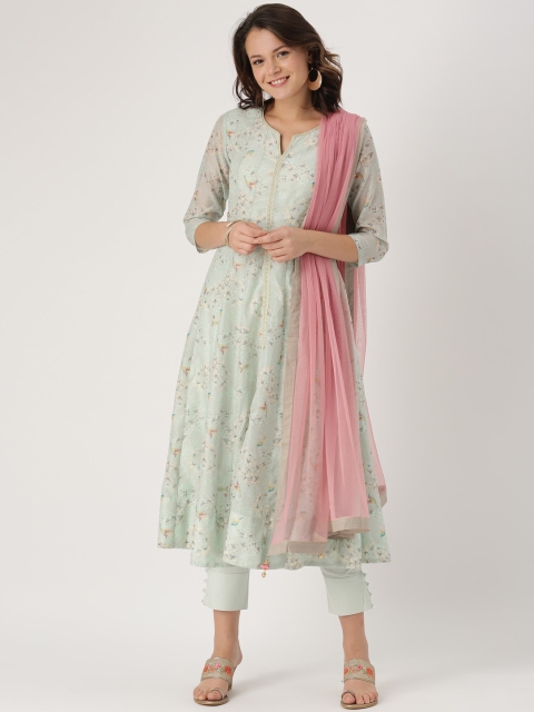 

IMARA Women Blue & Pink Printed Kurta with Trousers & Dupatta