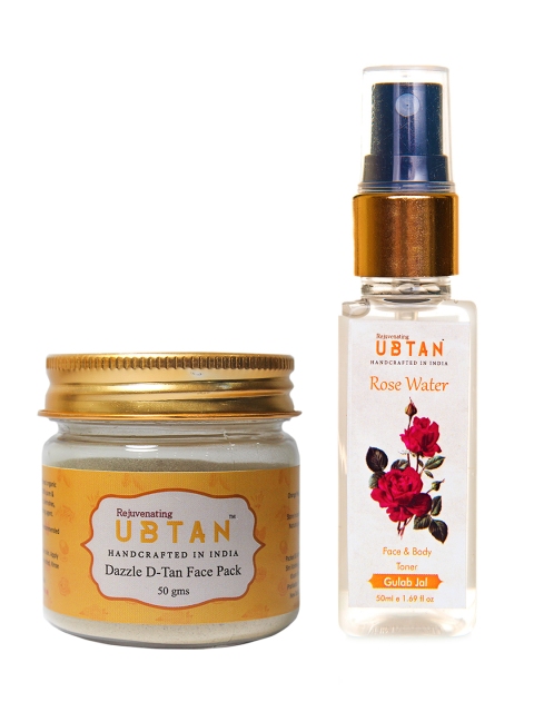 

Rejuvenating UBTAN Dazzle D-Tan Face Pack and Rose Water Toner 50 gm & 50 ml, Brown