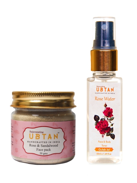 

Rejuvenating UBTAN Rose & Sandalwood Face Pack and Rose Water Toner, Brown