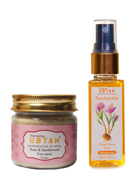

Rejuvenating UBTAN Rose & Sandalwood Face Pack and Panchpushp Water Toner, Brown