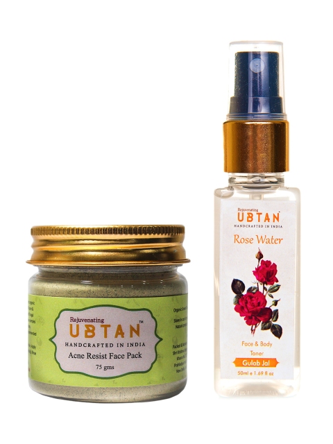 

Rejuvenating UBTAN Acne Resist Face Pack and Rose Water Toner, Brown