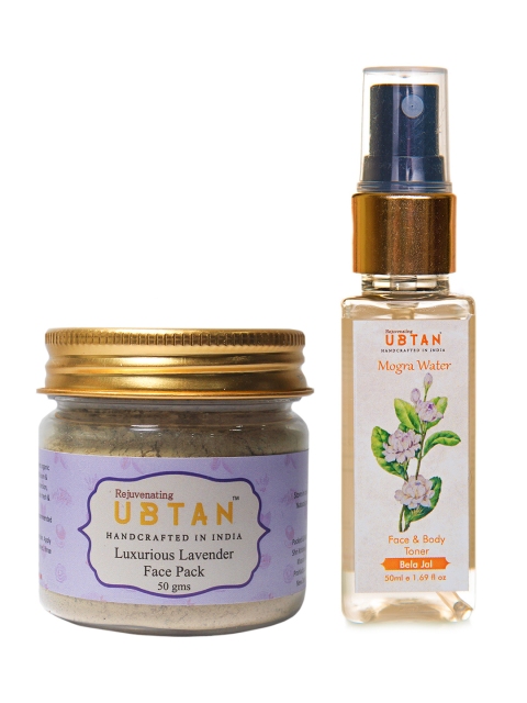 

Rejuvenating UBTAN Luxurious Lavender Face Pack and Mogra Water Toner, Brown