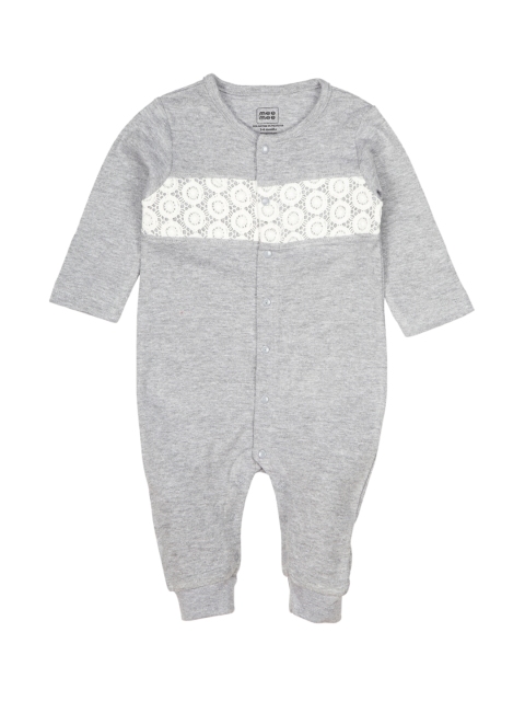 

MeeMee Girls Grey Melange Solid Romper