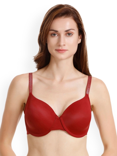 

Zivame Maroon Solid Non-Wired Lightly Padded T-shirt Bra ZI0101V0X400RED