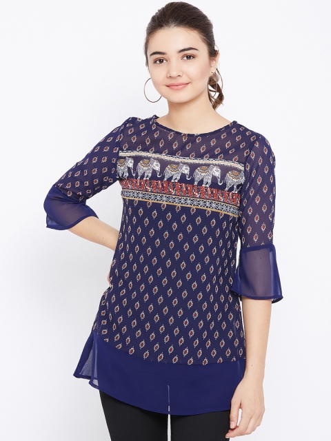 

AASK Women Navy Blue Printed Top