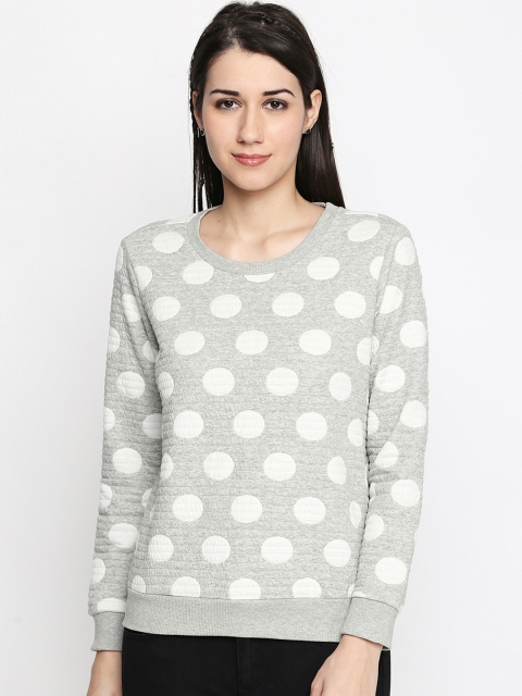 

Honey by Pantaloons Women Grey & White Self Design Sweatshirt