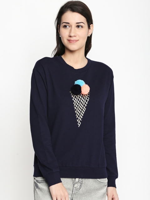 

Honey by Pantaloons Women Navy Blue Printed Sweatshirt