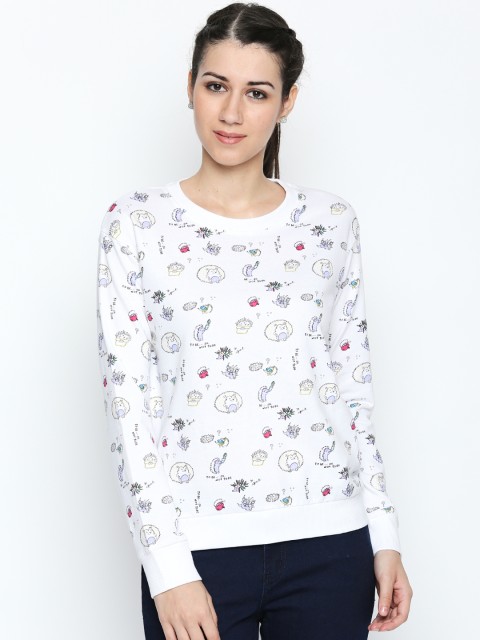 

Honey by Pantaloons Women White Printed Sweatshirt