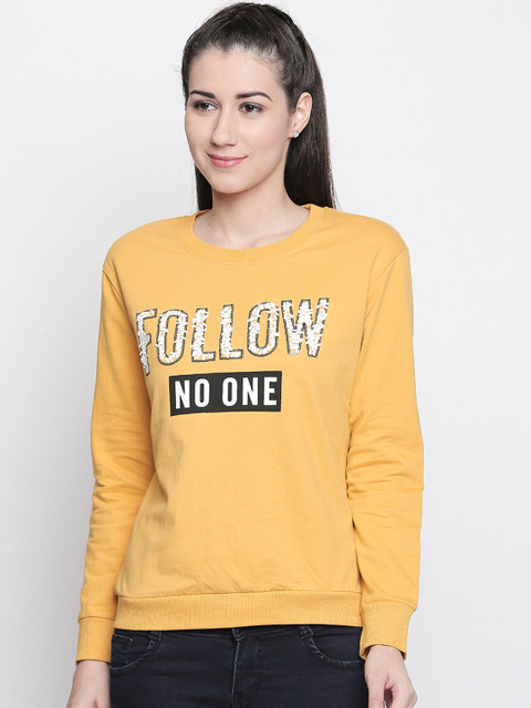 

Honey by Pantaloons Women Mustard Yellow Printed Sweatshirt