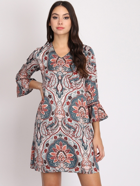 

NIZA Women Multicoloured Printed A-line Dress, Multi