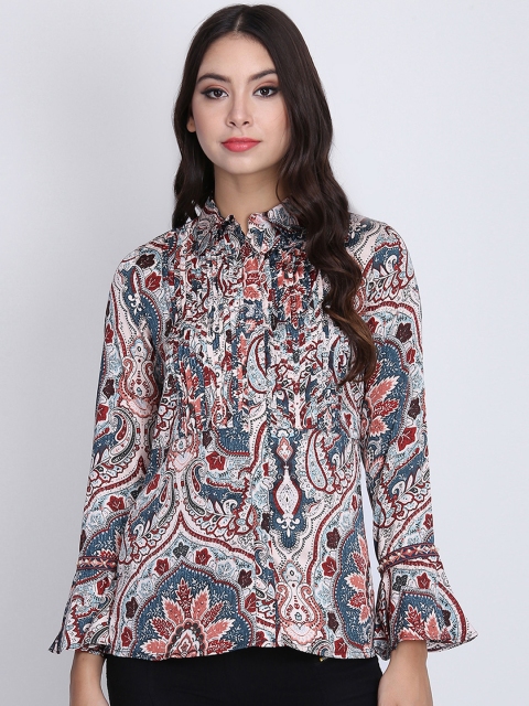 

NIZA Women Multicoloured Printed Shirt Style Top, Multi