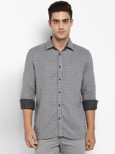 

Parx Men Grey & Black Slim Fit Self Design Casual Shirt