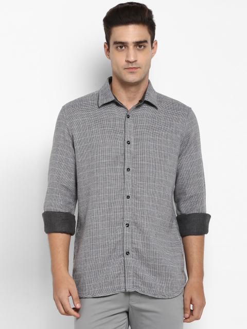 

Parx Men Grey & Black Slim Fit Self Design Casual Shirt