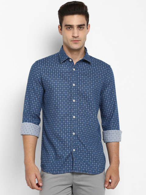 

Parx Men Blue Slim Fit Printed Casual Shirt