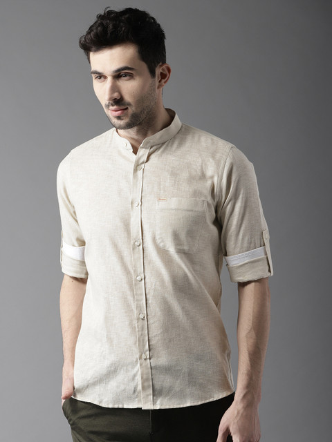 

DENNISON Men Beige Slim Fit Solid Casual Shirt