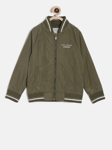 

Pepe Jeans Boys Olive Green Solid Bomber