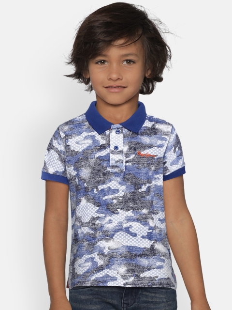 

Pepe Jeans Boys Navy Blue Printed Polo Collar T-shirt