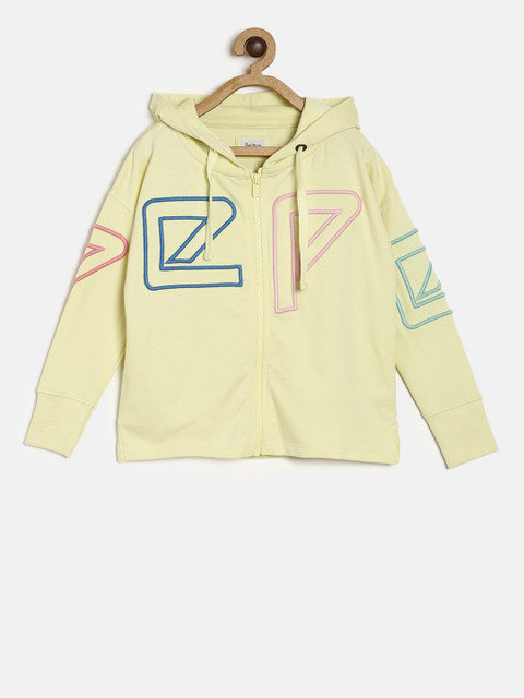 

Pepe Jeans Girls Yellow Printed Hooded Sweatshirt